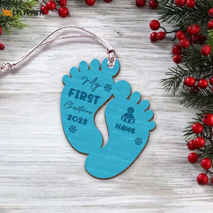 Personalized Baby'S First Christmas Ornament Baby Feet Ornament My First Christmas 2023 Gift Baby Announcement Gift Christmas Decor 1