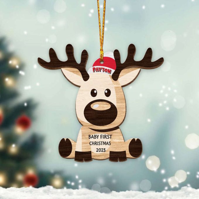 Personalized Baby'S First Christmas Ornament Baby Reindeer Ornament My First Christmas 2023 Baby Announcement Christmas Reindeer Gift 2