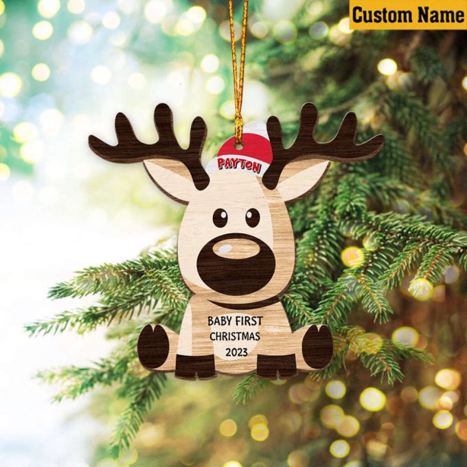 Personalized Baby'S First Christmas Ornament Baby Reindeer Ornament My First Christmas 2023 Baby Announcement Christmas Reindeer Gift 3