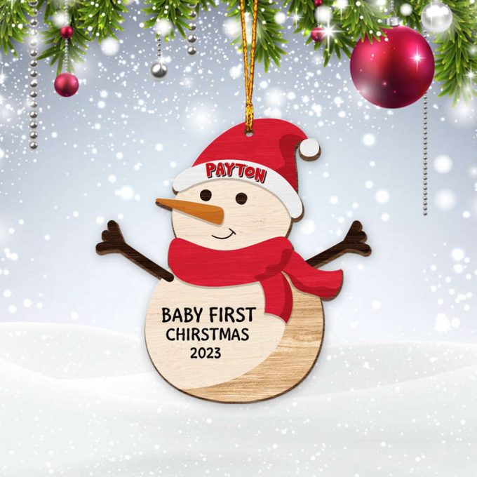 Personalized Baby'S First Christmas Ornament Baby Snowman Ornament My First Christmas 2023 Gift Baby Announcement Christmas Snowman Gift 3