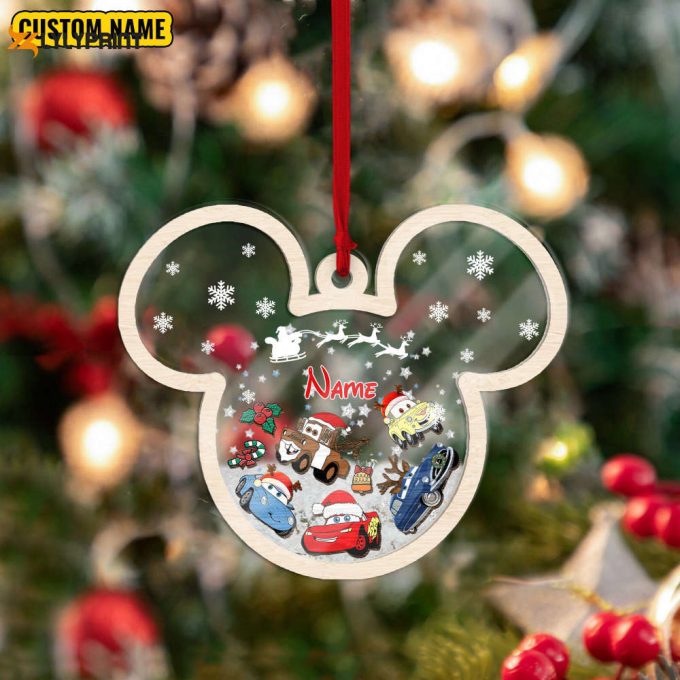 Personalized Cars Ornaments Disney Cars Christmas Ornament Car Racer Ornament Pixar Car Ornaments Xmas Gift Mickey Head Ornament 1