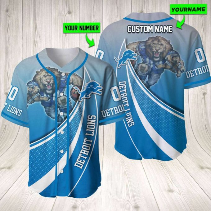 Personalized Detroit Lions Baseball Jersey Baseball Jersey Mascot Gift For Men Women 2