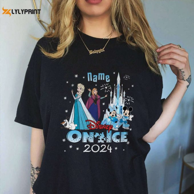 2024 Personalized Disneyland On Ice Shirt - Perfect For Family Vacation Mickey &Amp;Amp; Princess On Ice 1