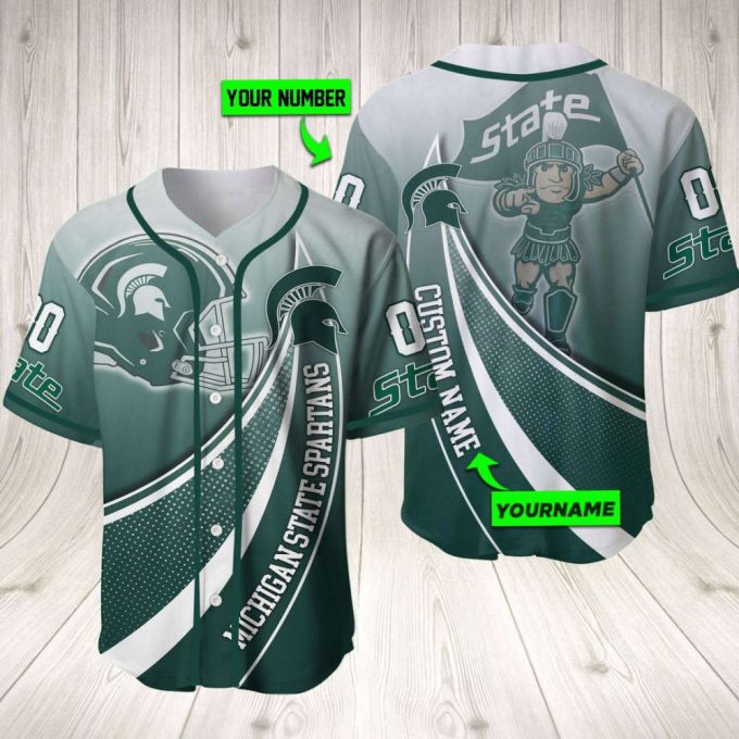 Personalized Michigan State Spartans Baseball Jersey Baseball Jersey Mascot Gift For Men Women 2