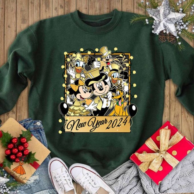 2024 Disneyland Trip: Personalized Mickey &Amp; Friends Shirt Happy New Year Wdw Vacation &Amp; Christmas Gift 4