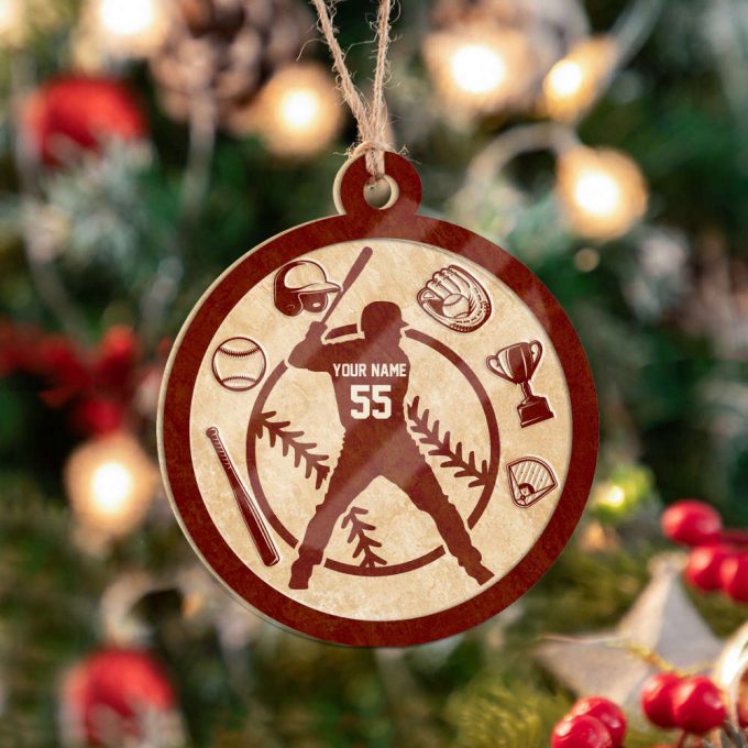 Personalized Name Baseball Ornament Baseball Player Ornament Christmas Ornament Decor Sports Ornaments For Christmas Tree 3