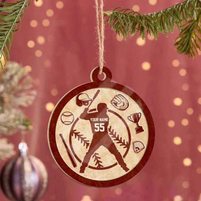 Personalized Name Baseball Ornament Baseball Player Ornament Christmas Ornament Decor Sports Ornaments For Christmas Tree 4