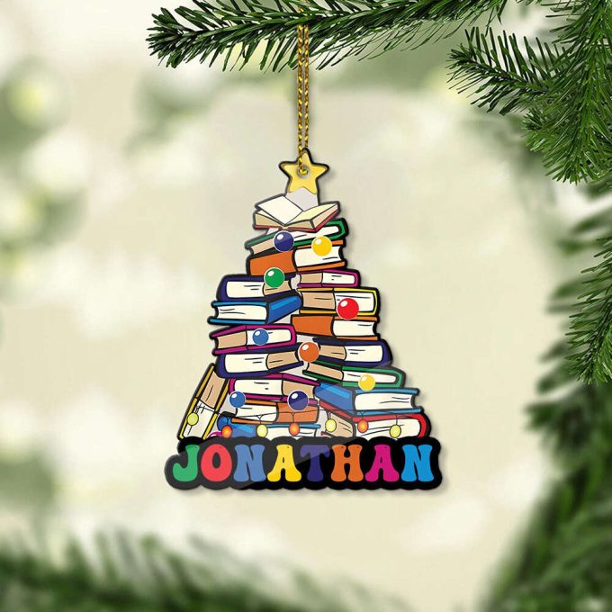 Personalized Name Book Christmas Tree Ornament Book Christmas Ornament Reading Book Ornament Librarian Family Library Book Store 2
