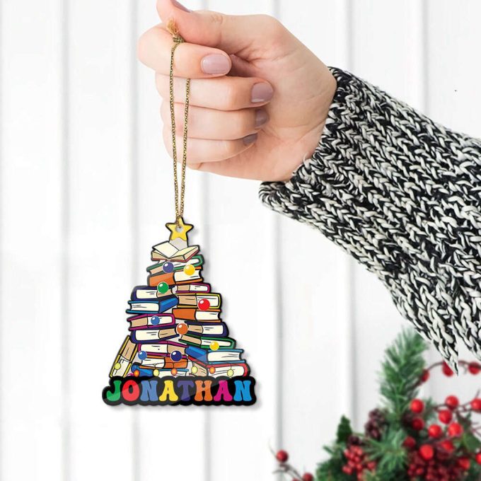 Personalized Name Book Christmas Tree Ornament Book Christmas Ornament Reading Book Ornament Librarian Family Library Book Store 3