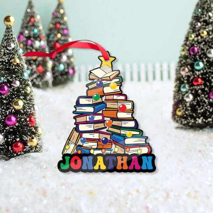 Personalized Name Book Christmas Tree Ornament Book Christmas Ornament Reading Book Ornament Librarian Family Library Book Store 4