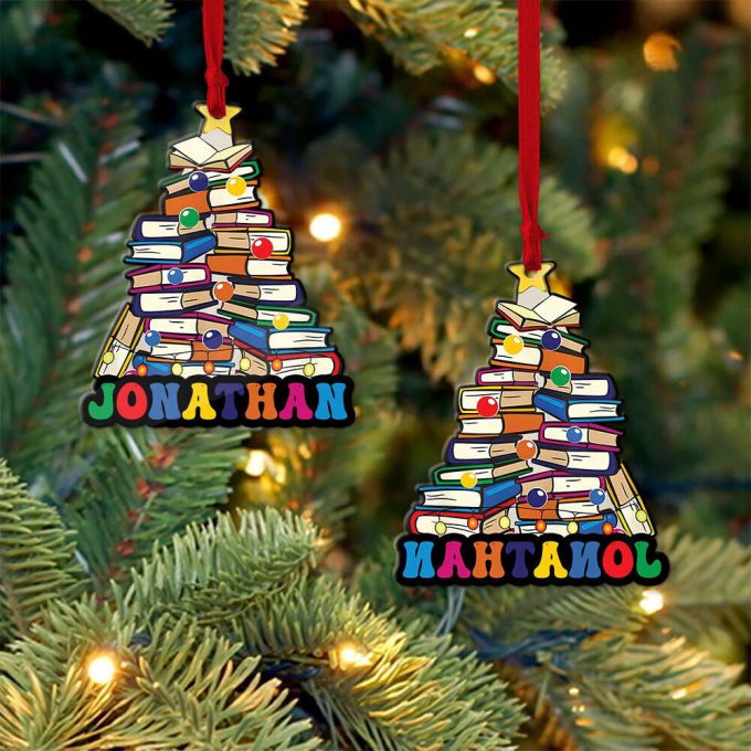 Personalized Name Book Christmas Tree Ornament Book Christmas Ornament Reading Book Ornament Librarian Family Library Book Store 5