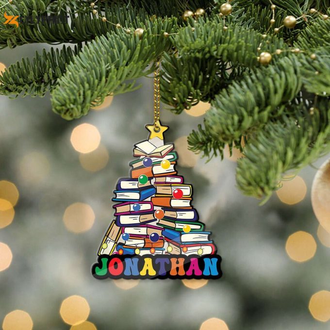 Personalized Name Book Christmas Tree Ornament Book Christmas Ornament Reading Book Ornament Librarian Family Library Book Store 1