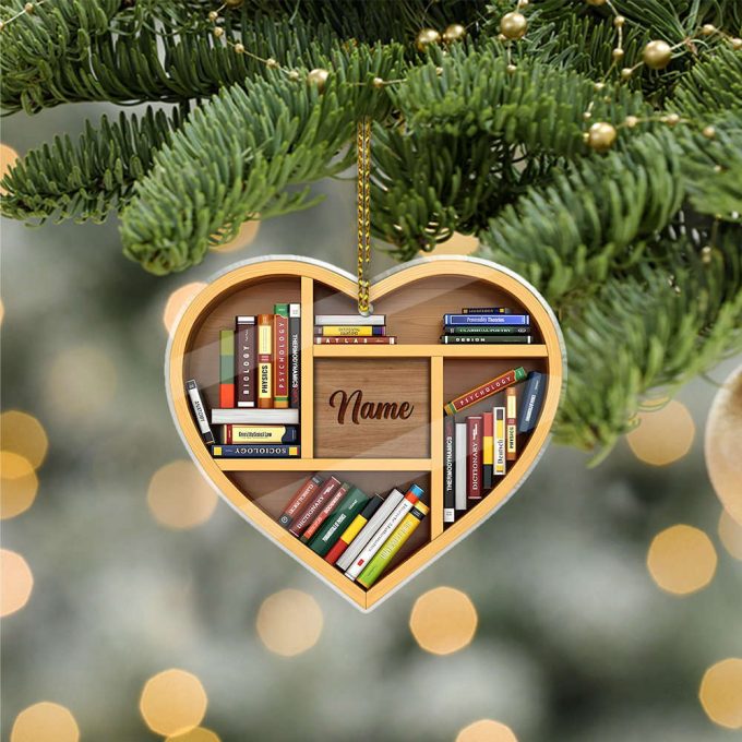 Personalized Name Christmas Book Ornament Book Lovers Gift Librarian Ornament Custom Book Stack Bookshelf Ornament Lover Bookworm 3