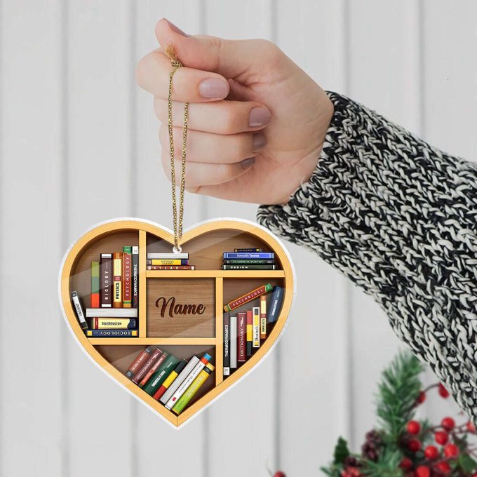 Personalized Name Christmas Book Ornament Book Lovers Gift Librarian Ornament Custom Book Stack Bookshelf Ornament Lover Bookworm 4