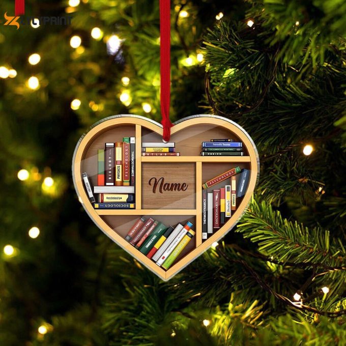 Personalized Name Christmas Book Ornament Book Lovers Gift Librarian Ornament Custom Book Stack Bookshelf Ornament Lover Bookworm 1