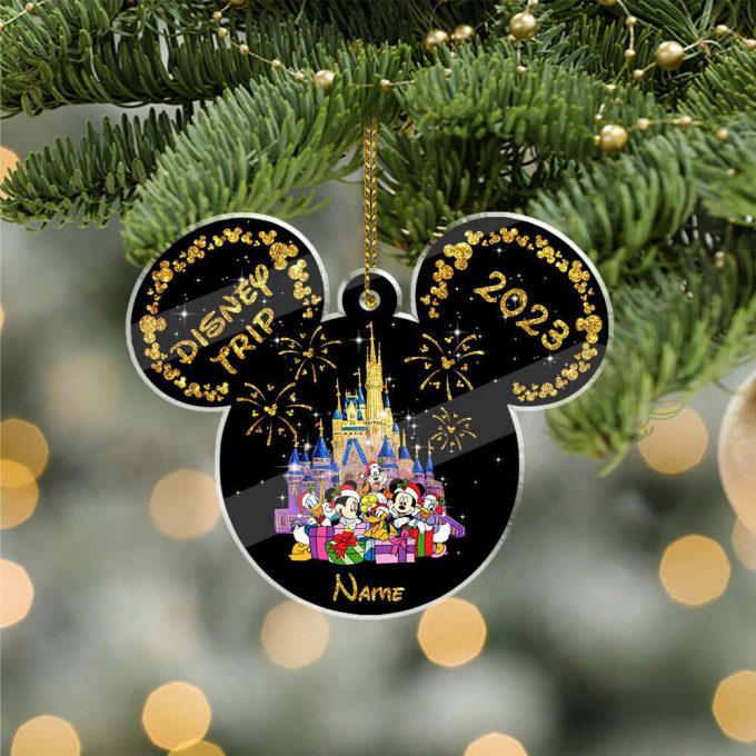 Personalized Name Mickey And Friends Ornament Mikey Head Ornament Disney Castle Ornament Mickey Ears Minnie Daisy Goofy Donald Pluto 3