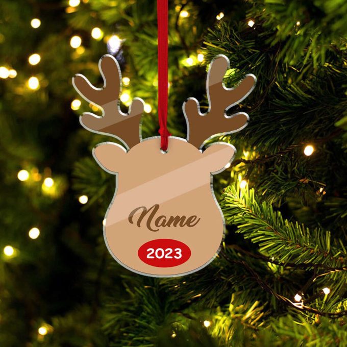 Personalized Name Reindeer Ornament Custom Reindeer Family Ornaments Reindeer Christmas Ornament Christmas Tree Ornament 2