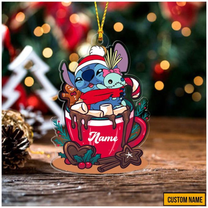 Personalized Name Stitch And Angel Ornament Lilo And Stitch Ornament Couple Tea Ornament Gift For Christmas Disney Christmas Ornament 2
