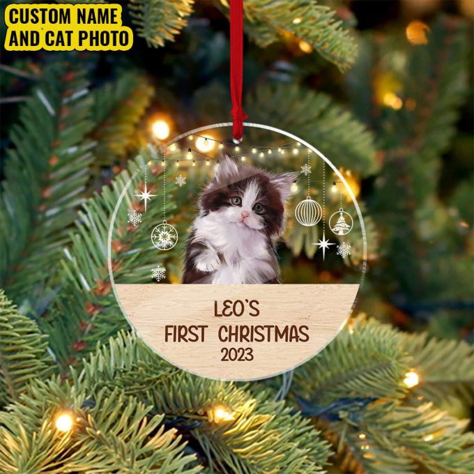 Personalized Pet Ornament Cat First Christmas Ornament Photo Ornament Gift For Cat Cat Christmas Ornament Christmas Tree Decor 2