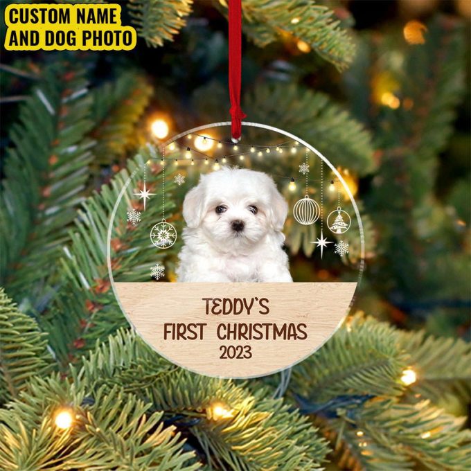 Personalized Pet Ornament Using Pet'S Photo Name Dog First Christmas Ornament Gift For Dog Dog Ornament Christmas Tree Decor 2
