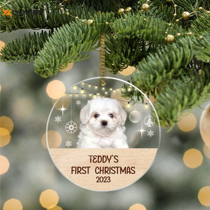 Personalized Pet Ornament Using Pet'S Photo Name Dog First Christmas Ornament Gift For Dog Dog Ornament Christmas Tree Decor 1
