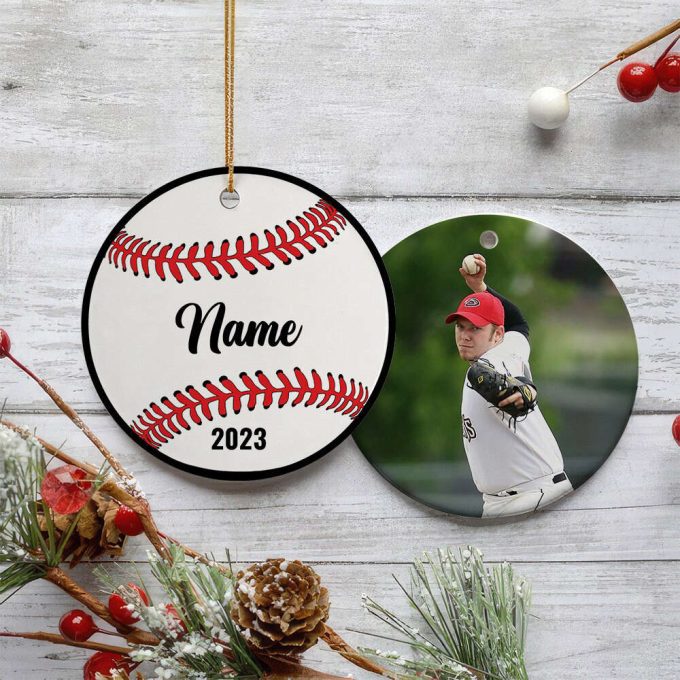 Personalized Photo Softball Ornament Softball Christmas Ornamentsoftball Ornamentbaseball Lovers Ornament Gift For Fansgift For Catcher 2