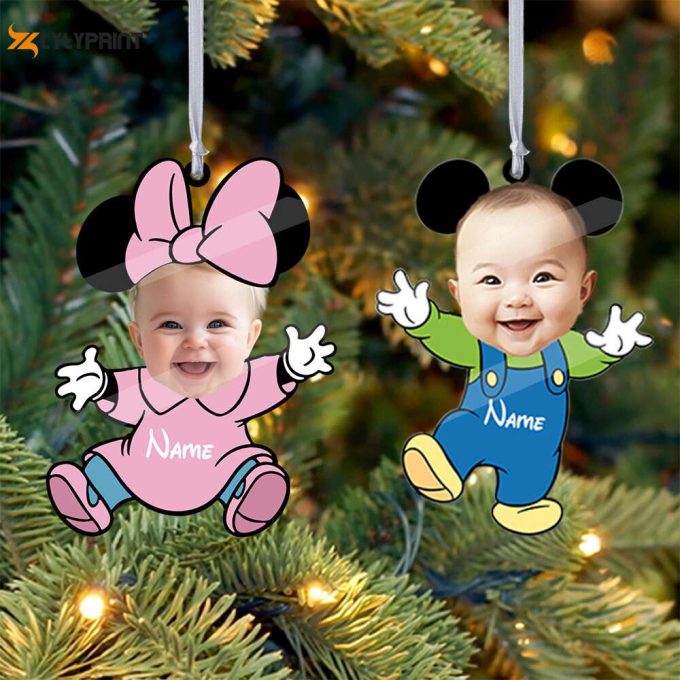 Personalized Portrait Ornament Personalized Mickey And Minnie Ornament Baby Mickey Ornament Baby Minnie Ornamentfirst Christmas Ornament 1