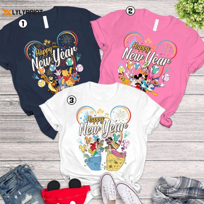 Personalized Princesses New Year 2024 Shirt, Disneyland Trip 2024 Shirt, Mickey Happy New Year Shirts, Winnie The Pooh Shirt, Disneyland Tee 1
