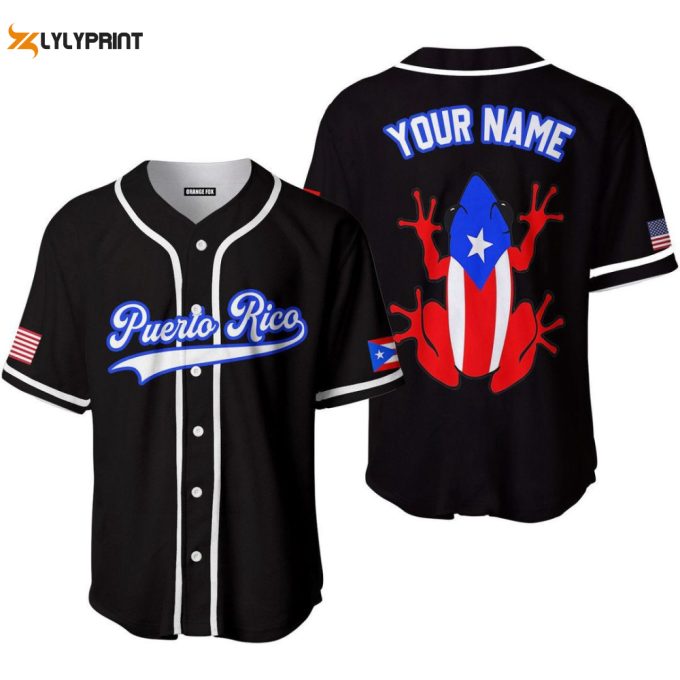 Personalized Puerto Rico Frog Baseball Jersey Personalized Bj0042 1