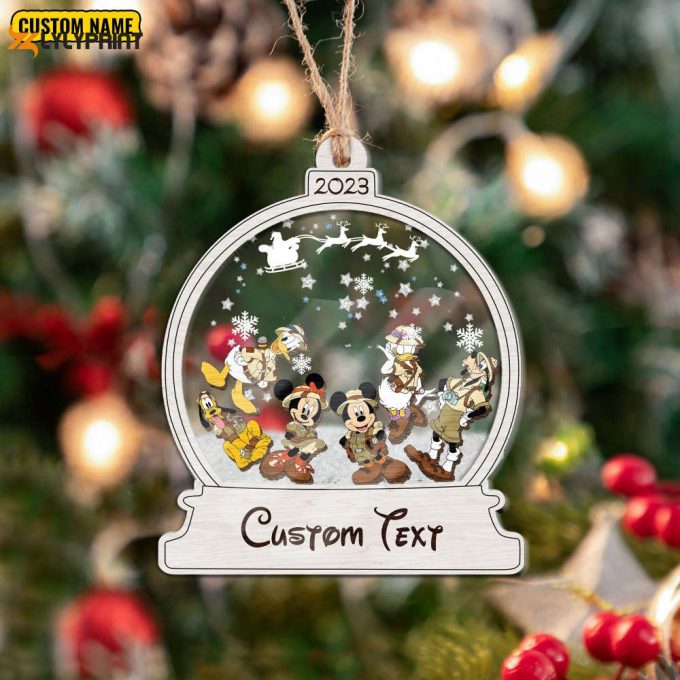 Personalized Safari Mickey And Friends Ornament Christmas Disney Ornament Minnie Daisy Donald Goofy Pluto Ornament Gift 1
