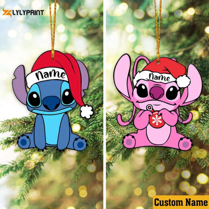 Personalized Stitch And Angel Ornament Christmas Lilo And Stitch Ornament Christmas Baby Ornament Christmas Family Matching Baby Stitch 1