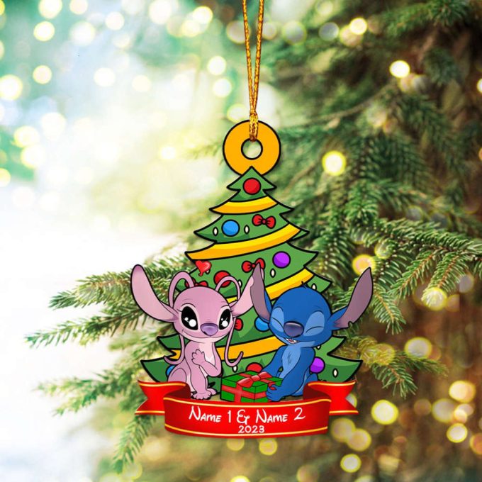 Personalized Stitch And Angel Ornament Christmas Tree Lilo And Stitch Ornament Christmas Baby Ornament Christmas Family Matching Gift 2