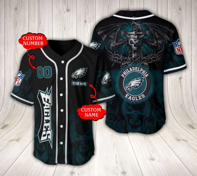 Philadelphia Eagles Baseball Jersey Custom Name And Number Fan Gifts 2