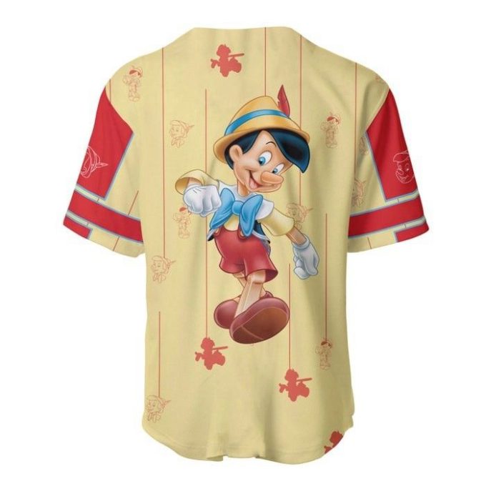 Pinocchio Yellow Red Blue Stripes Patterns Disney Unisex Cartoon Casual Outfits Custom Baseball Jersey Gifts For Fans 4