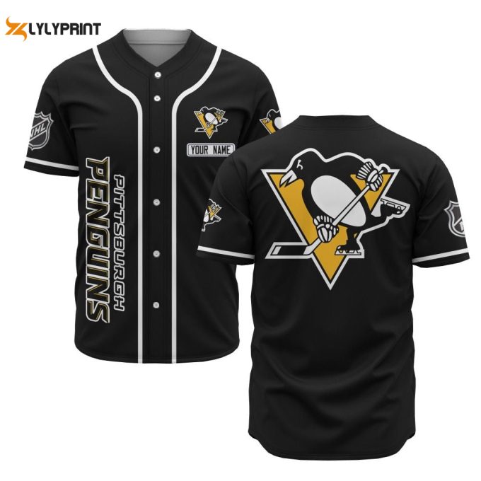 Pittsburgh Penguins Baseball Jersey Bj0035 1