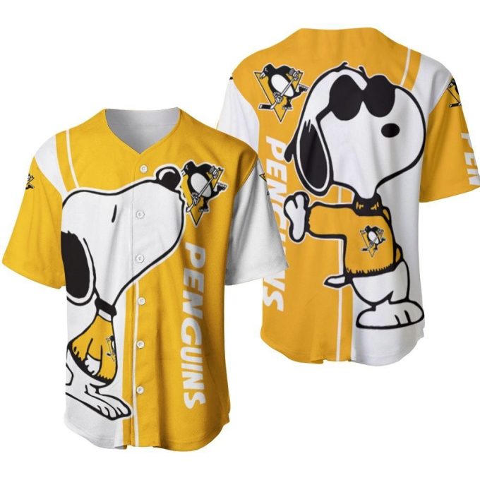 Pittsburgh Penguins Snoopy Lover Printed Baseball Jersey Gifts For Fans 2