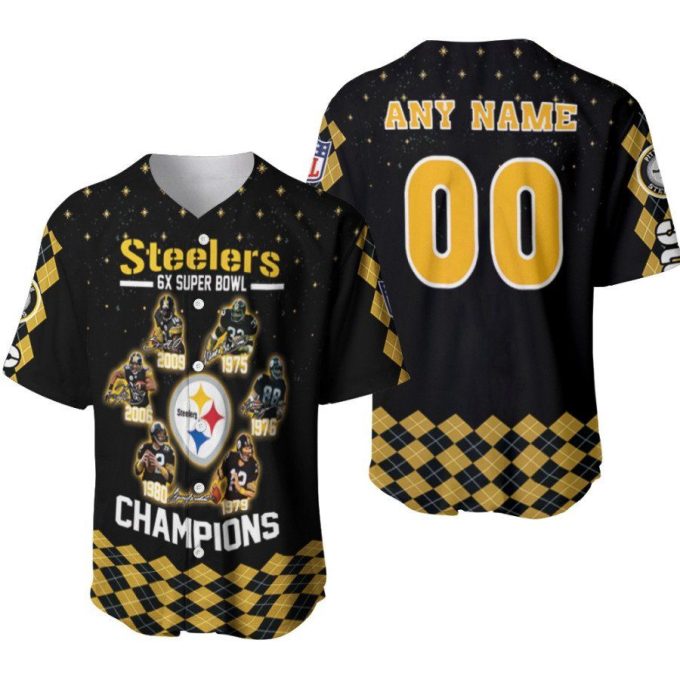 Pittsburgh Steelers 6-Time Champions Legends Allover Baseball Jersey - Customizable Name &Amp; Number Perfect Gift For Steelers Fans 2