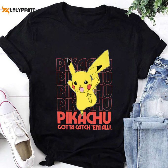 Pokemon Pikachu Nintendo Game T-Shirt, Pikachu Gotta Catch 'Em All Shirt, For Men Women 1