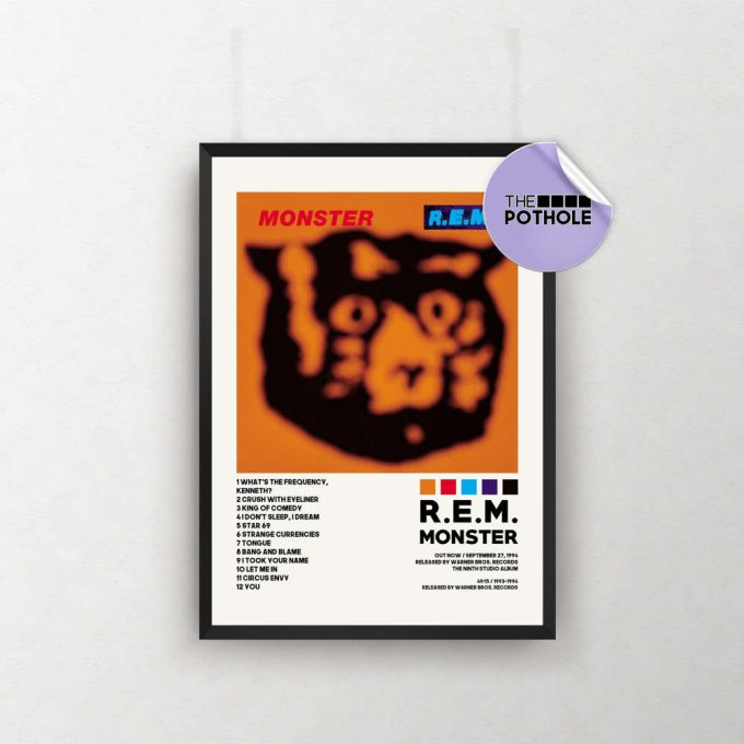 R.e.m. Posters, Monster Poster, Rem, Monster, Album Cover Poster, Poster Print Wall Art, Custom Poster, Tracklist Poster 2