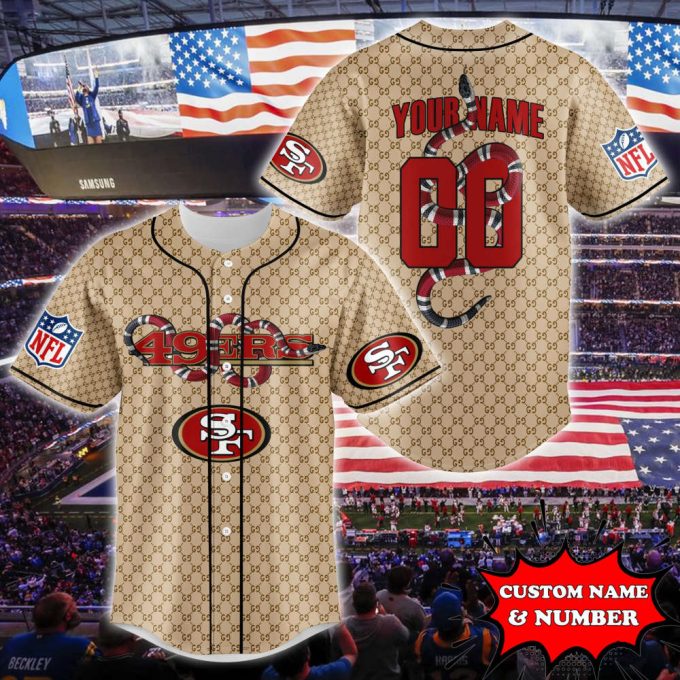 San Francisco 49Ers Baseball Jersey Gucci Nfl Custom For Fans 2