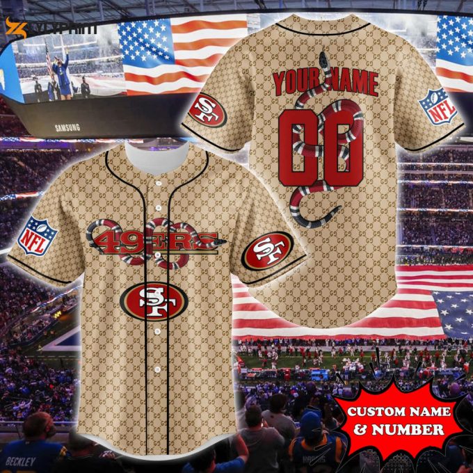 San Francisco 49Ers Baseball Jersey Gucci Nfl Custom For Fans 1