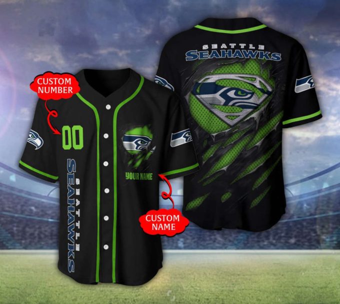 Seattle Seahawks Personalized Baseball Jersey Fan Gifts 2