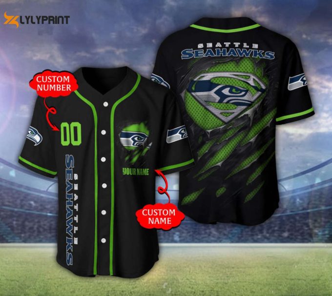 Seattle Seahawks Personalized Baseball Jersey Fan Gifts 1