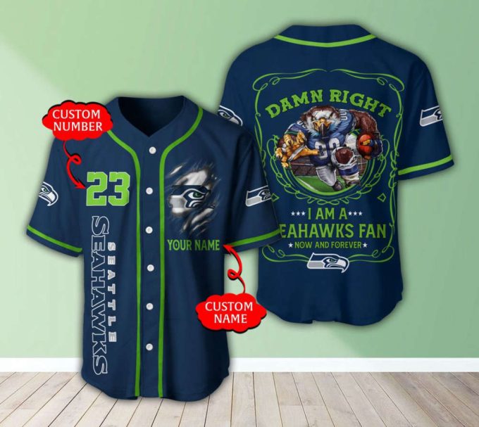 Seattle Seahawks Personalized Baseball Jersey Fan Gifts 2