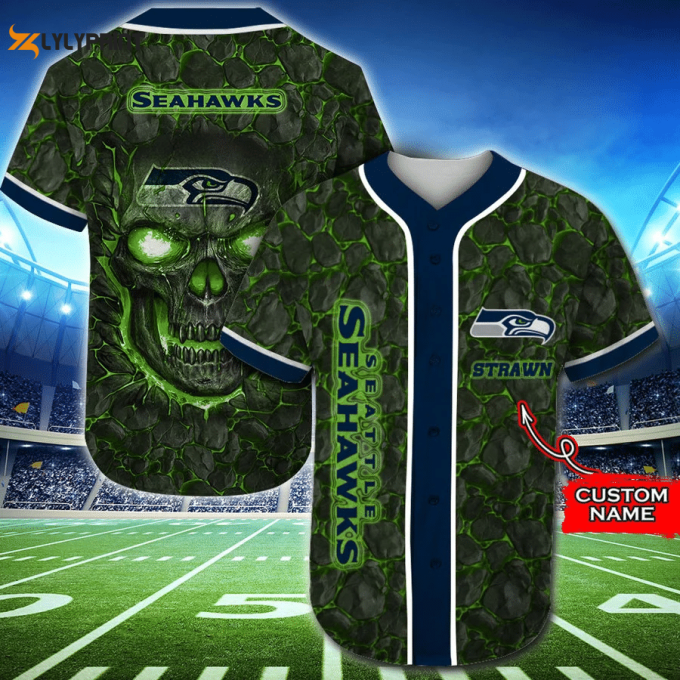 Seattle Seahawks Personalized Baseball Jersey Fan Gifts 1