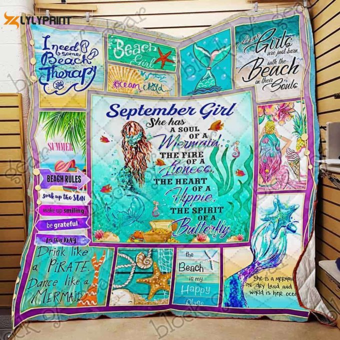 September Girl A Soul Of A Mermaid 3D Customized Quilt 1