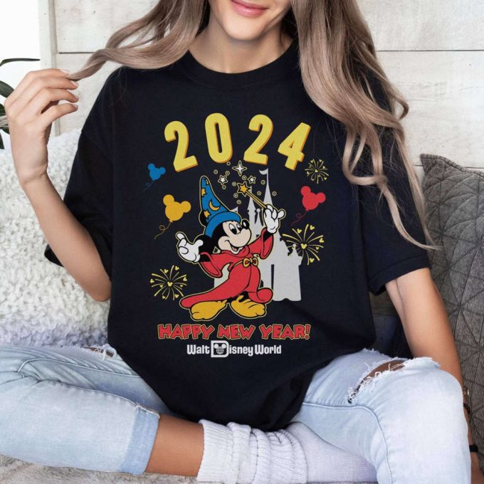 Sorcerer Mickey Fantasia Happy New Year 2024 Shirt - Perfect Disneyworld Family Trip &Amp; Christmas Gift 2