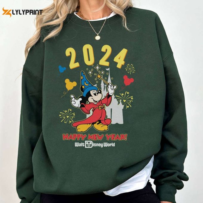 Sorcerer Mickey Fantasia Happy New Year 2024 Shirt - Perfect Disneyworld Family Trip &Amp;Amp; Christmas Gift 1