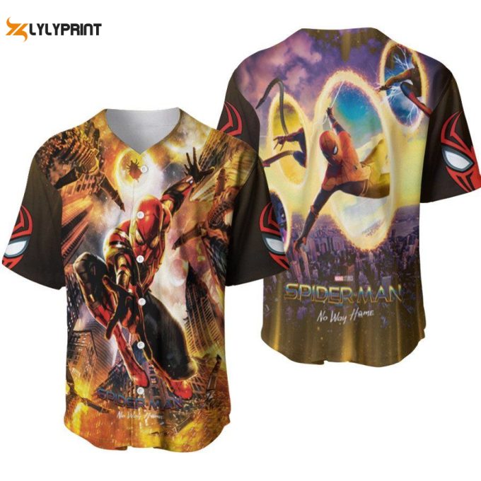 Spider Man No Way Home Three Spider Men Colabs Through Time Portal Designed Allover Gift For Spider Man Fans Baseball Jersey Gifts For Fans 1