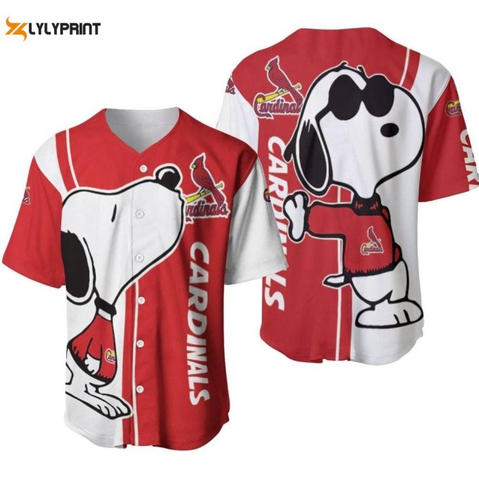 St Louis Cardinals Snoopy Lover Printed Baseball Jersey Gifts For Fans 1